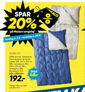 Bilka SPAR 20% på Maison sengetøj tilbud