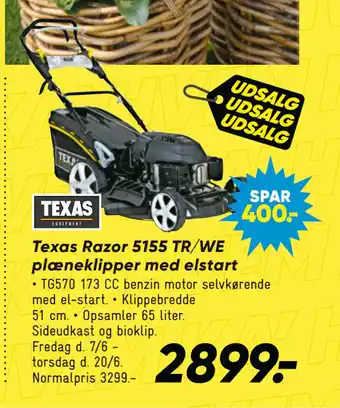 Bilka Texas Razor 5155 TR/WE plæneklipper med elstart tilbud
