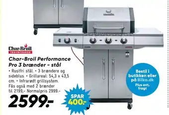 Bilka Char-Broil Performance Pro 3 brænder - stål tilbud