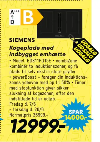 Bilka Kogeplade med indbygget emhætte tilbud