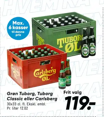 Bilka Grøn Tuborg, Tuborg Classic eller Carlsberg tilbud