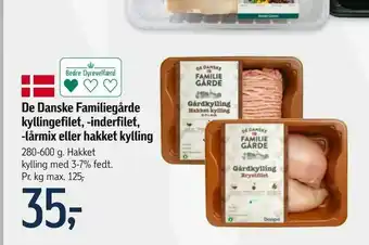 Føtex De Danske Familiegårde kyllingefilet, -inderfilet, -lårmix eller hakket kylling tilbud