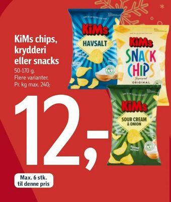 Føtex KiMs chips, krydderi eller snacks tilbud