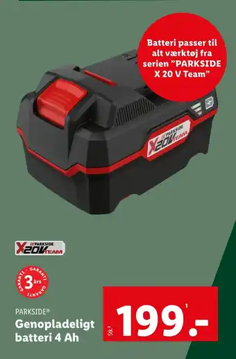 Lidl Genopladeligt batteri 4 Ah tilbud