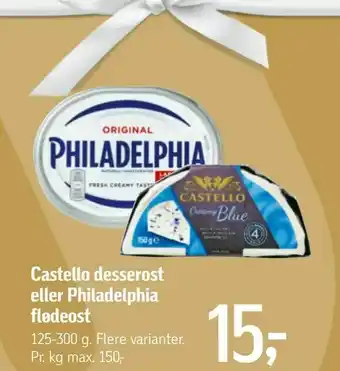 Føtex Castello desserost eller Philadelphia flødeost tilbud