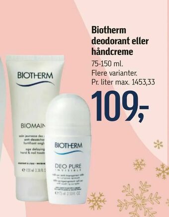 Føtex Biotherm deodorant eller håndcreme tilbud