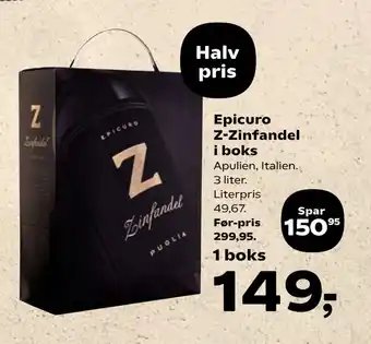 SuperBrugsen Epicuro Z-Zinfandel i boks tilbud