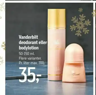 Føtex Vanderbilt deodorant eller bodylotion tilbud