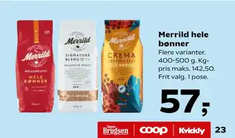 SuperBrugsen Merrild hele bønner tilbud