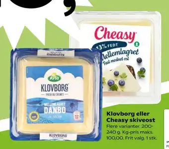 SuperBrugsen Klovborg eller Cheasy skiveost tilbud