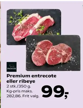 Kvickly Premium entrecote eller ribeye tilbud