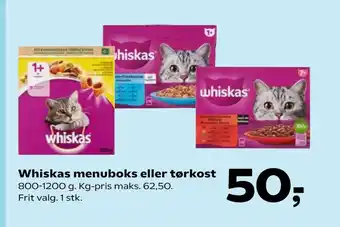 Kvickly Whiskas menuboks eller tørkost tilbud