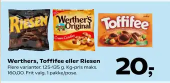 Kvickly Werthers, Toffifee eller Riesen tilbud