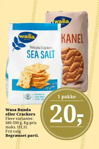 Dagli'Brugsen Wasa Runda eller Crackers tilbud