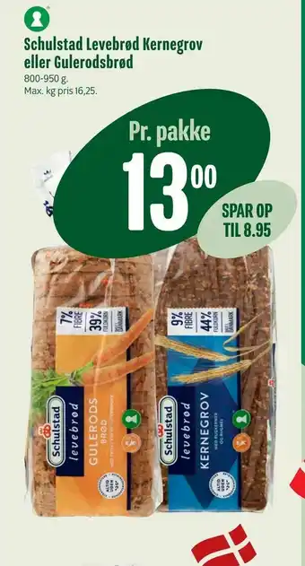 Min Købmand Schulstad Levebrød Kernegrov eller Gulerodsbrød tilbud