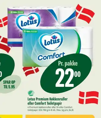 Min Købmand Lotus Premium Køkkenruller eller Comfort Toiletpapir tilbud