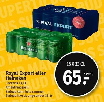 SPAR Royal Export eller Heineken tilbud