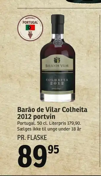 Barão de Vilar Colheita 2012 portvin