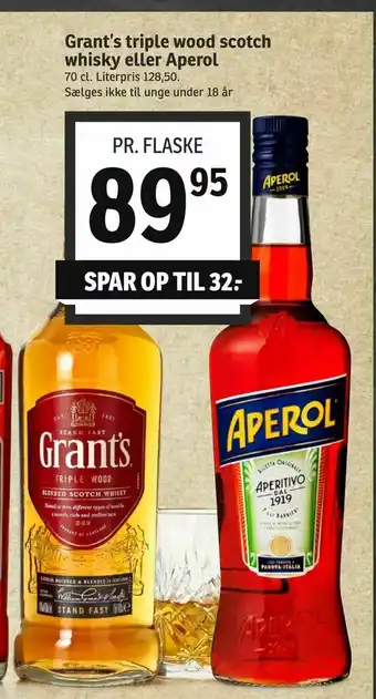 SPAR Grant's triple wood scotch whisky eller Aperol tilbud