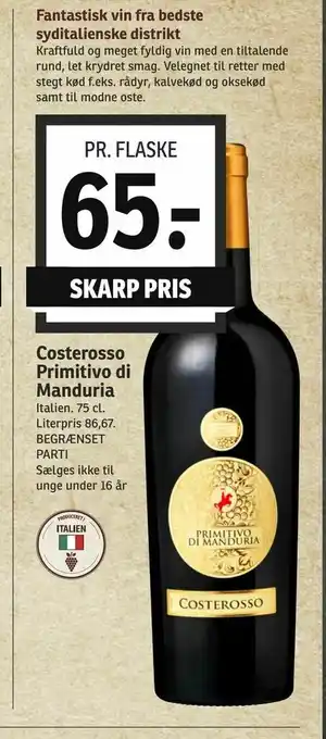 SPAR Costerosso Primitivo di Manduria tilbud