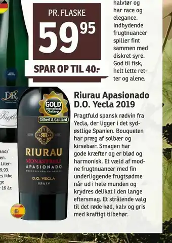 SPAR Riurau Apasionado D.O. Yecla 2019 tilbud
