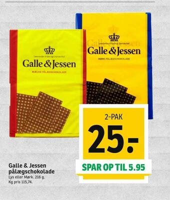 SPAR Galle & Jessen pålægschokolade tilbud