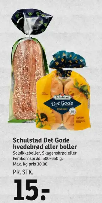 SPAR Schulstad Det Gode hvedebrød eller boller tilbud