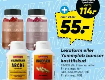 Bilka Lekaform eller Yummylab bamser kosttilskud tilbud