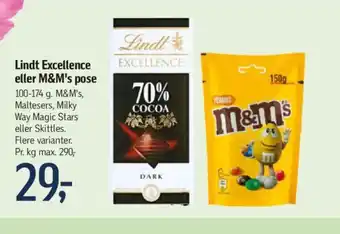 Føtex Lindt Excellence eller M&M's pose tilbud