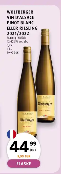 Scandinavian Park WOLFBERGER VIN D'ALSACE PINOT BLANC ELLER RIESLING 2021/2022 tilbud