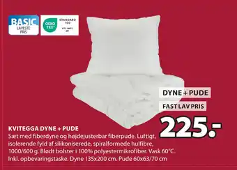 JYSK KVITEGGA DYNE + PUDE tilbud