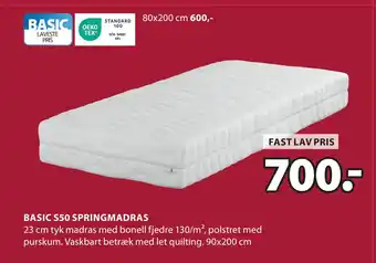 JYSK BASIC S50 SPRINGMADRAS tilbud