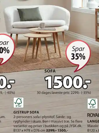 JYSK GISTRUP SOFA tilbud