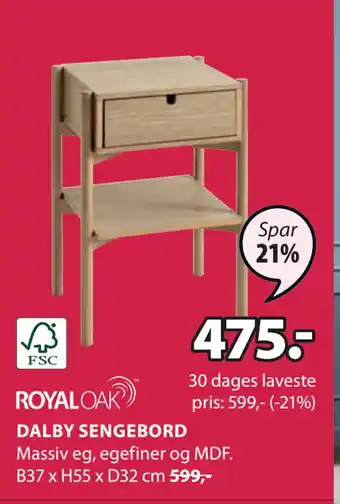 JYSK DALBY SENGEBORD tilbud