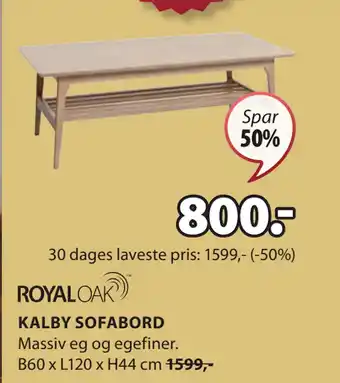 JYSK KALBY SOFABORD tilbud