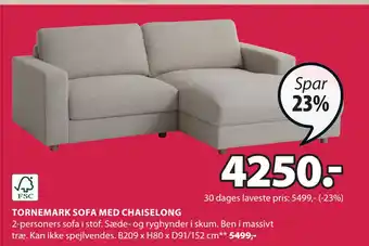 JYSK TORNEMARK SOFA MED CHAISELONG tilbud