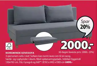 JYSK NORSMINDE SOVESOFA tilbud