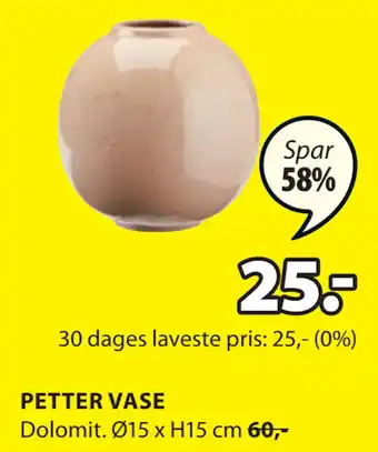 JYSK PETTER VASE tilbud