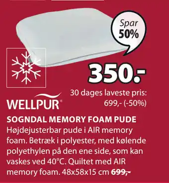 JYSK SOGNDAL MEMORY FOAM PUDE tilbud