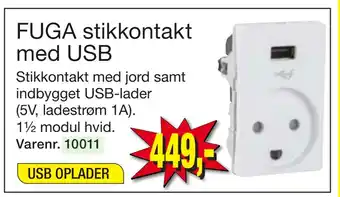 Harald Nyborg FUGA stikkontakt med USB tilbud
