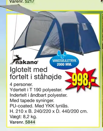 Harald Nyborg Iglotelt med fortelt i ståhøjde tilbud