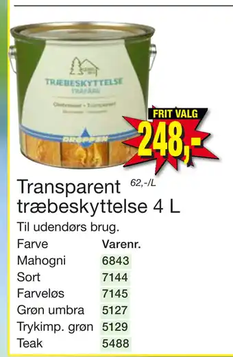 Harald Nyborg Transparent træbeskyttelse 4 L tilbud