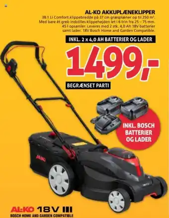 XL-BYG AL-KO AKKUPLÆNEKLIPPER tilbud