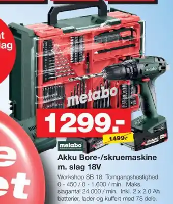 Bauhaus Akku Bore-/skruemaskine m. slag 18V tilbud