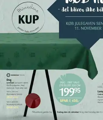 Kop & Kande Dug - frit valg 270 eller 320 cm tilbud
