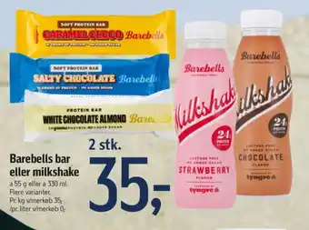 Føtex Barebells bar eller milkshake tilbud