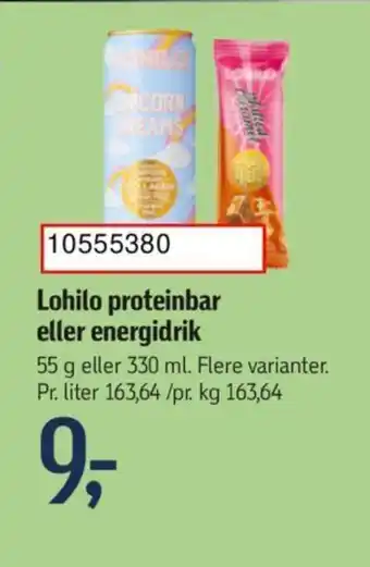 Lohilo proteinbar eller energidrik