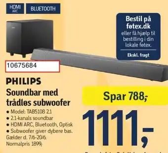 PHILIPS Soundbar med trådløs subwoofer