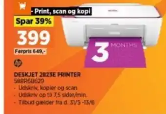 Power DESKJET 2823E PRINTER 588R6B629 tilbud