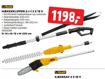 jem & fix HÆKKEKLIPPER 2-I-1 2 X 18 V tilbud